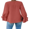 thumbnail image 3 of CNKOO Women‘s V Neck Ruffled Long Flared Sleeve Blouses Casual Loose Tops Sizes S-2XL, 3 of 8
