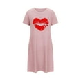 thumbnail image 4 of Otvok Womens Oversized Short Nightgown Chest Print Short Sleeve Nightdress, 4 of 6