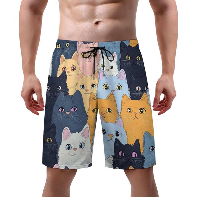 NICKSUN Men's Swim Trunks, Cute Print Quick Dry Summer Board Beach Shorts with Mesh Lining and Pockets