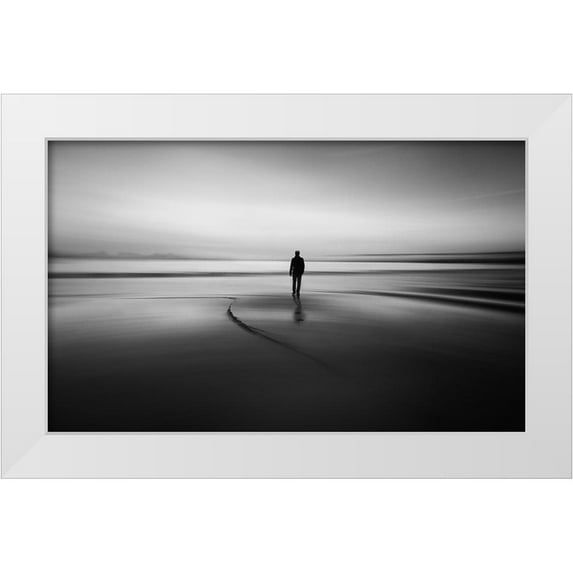 Pascual Buye, Santiago 24x16 White Modern Wood Framed Museum Art Print Titled - Walking to nowhere