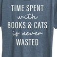 thumbnail image 3 of Instant Message - Time Spent With Books Cats - Women's Short Sleeve Graphic T-Shirt, 3 of 6