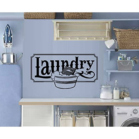 Decal ~ Laundry with Washboard ~ WALL DECAL, HOME DECOR 13" X 25"