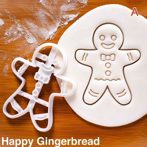 1 cortador de galletas de jengibre navideño con forma de hombrecito de plástico, molde de chocolate para galletas, herramientas de decoración de pasteles