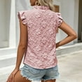 thumbnail image 5 of TGSLY Women's Floral Embroidered Tank Tops Dressy Casual V Neck Ruffle Trim Sleeveless Shirts Loose Fit Boho Solid Color Vest S, 5 of 6