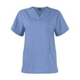 thumbnail image 4 of ZeXiYan Stretchy Scrubs Set for Women Comfy Medical Uniform Joggers Suit Solid Color V-Neck Top & Pants with Multi Pocket Scrubs In Regular and Petite Light Blue L, 4 of 6
