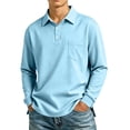thumbnail image 2 of Breeze Polo Shirts for Men Long Sleeve Henley Button T Shirts Causal Loose Lightweight Breathable Tees, 2XL, 2 of 9