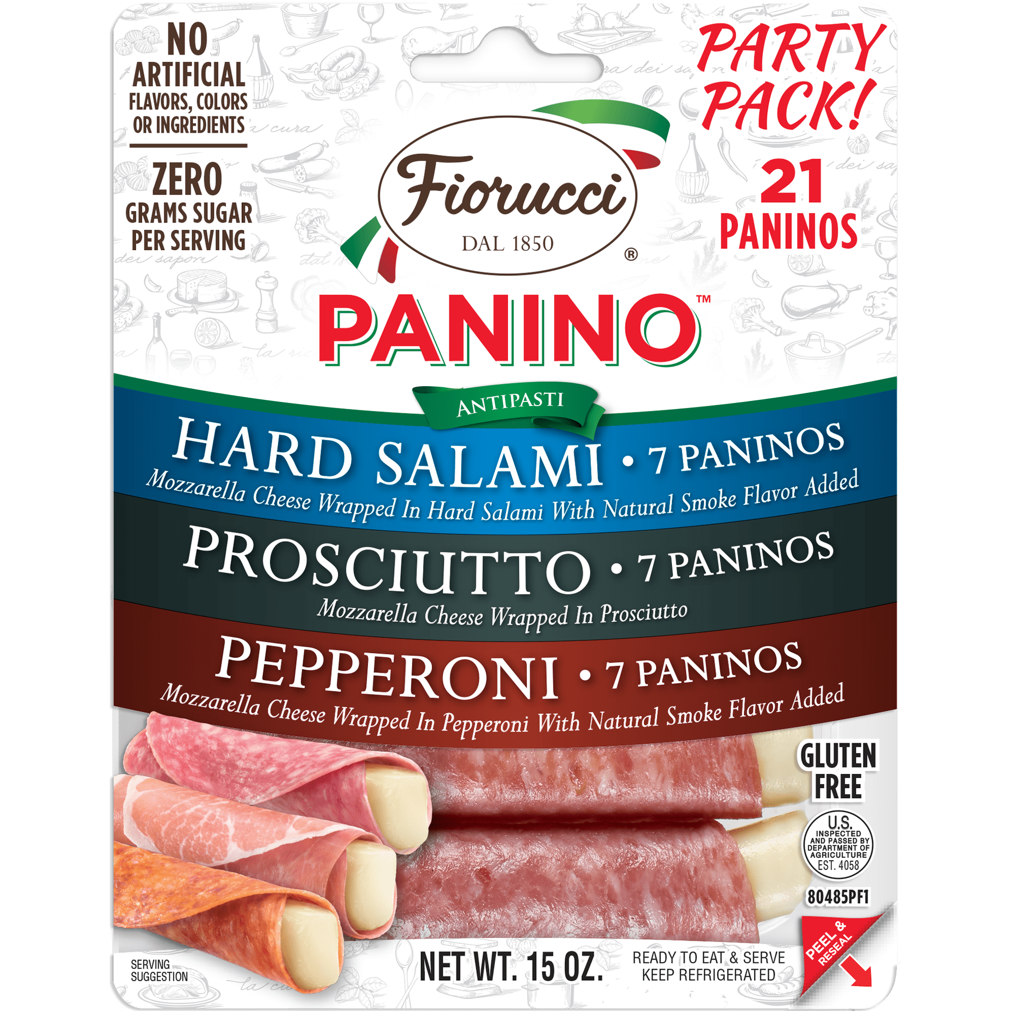 Fiorucci Panino Variety Party Pack, 15 oz, 21 Paninos, Ready-to-Serve Lunch & Deli Meats