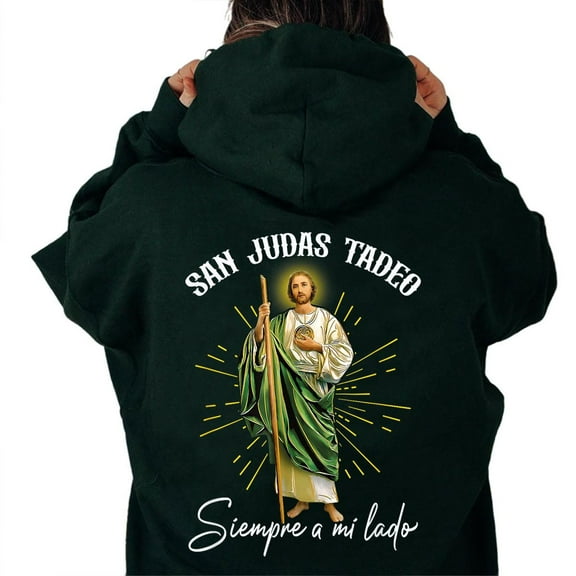 San Judas Tadeo Hoodie – Siempre a Mi Lado Jesus Graphic Pullover, Spanish Christian Faith Hoodie, Religious Catholic Sweatshirt, Unisex Faith-Based Apparel Gift