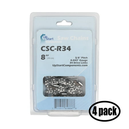 

4 Pack Replacement 8-Inch Micro Lite R34 90PX Low Profile Chainsaw Chain for Remington 108526-01 Chainsaw (8 Length 3/8 Pitch 0.043 Gauge 34 Drive Links)