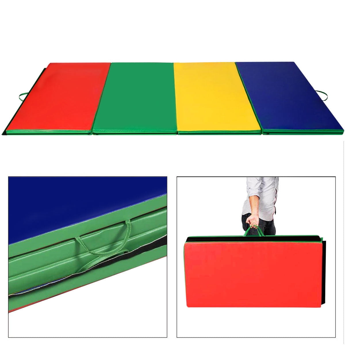 4'x10'x2" Gymnastics Mat Yoga Mat Folding Panel Thick Gym Multicolor