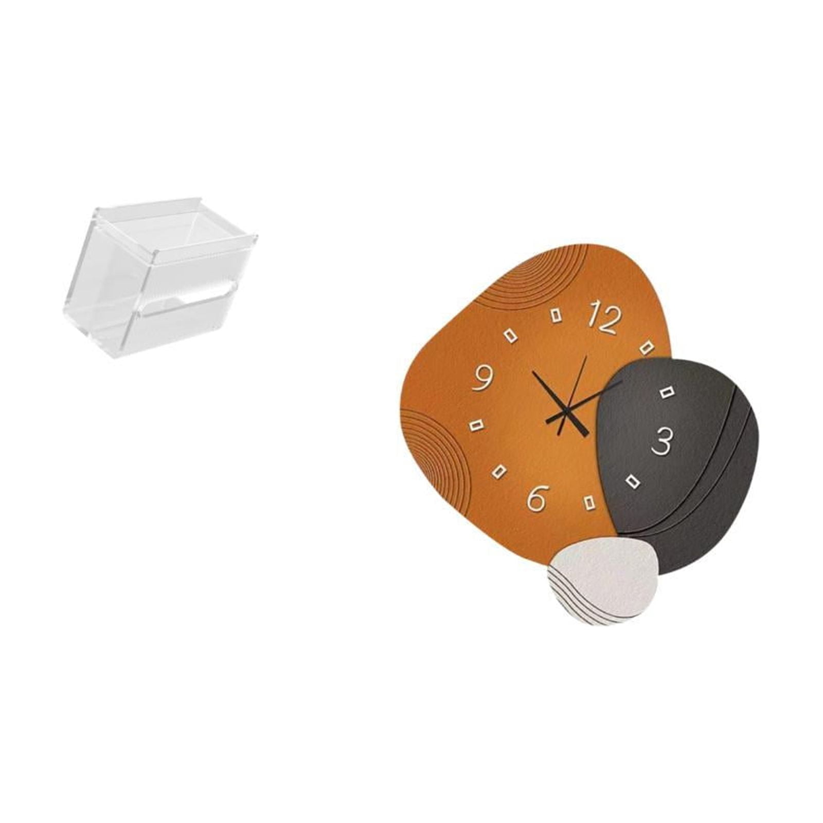 Fiocias Wall Clock Toilet Paper Storage Box Acrylic Holder Towel Dispenser Decorative Modern Silent Function Easy Installation Suitable for Kitchen Bedroom Li