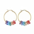 thumbnail image 3 of QQTDFG Stainless Steel Hoop Earrings Glass Bead Gold 12 Gauge 42x33 2mm 0.8x1.2mm A177-Multi-Color, 3 of 3