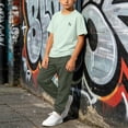 thumbnail image 2 of Girls and Boys 2 Piece Outfit Sets Solid Color Round Neck Short Sleeve T Shirt and Jogger Pants Set Casual Active Outfit Soft Comfortable Loungewear for Daily Outdoor Wear 3-16 Years, 2 of 9