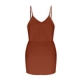 thumbnail image 5 of Wedding Guest Dress Plus Size, Women's Summer Sexy Fashion Solid Color Sleeveless V-Neck Bandage Pocket Dress(Brown,L), 5 of 5