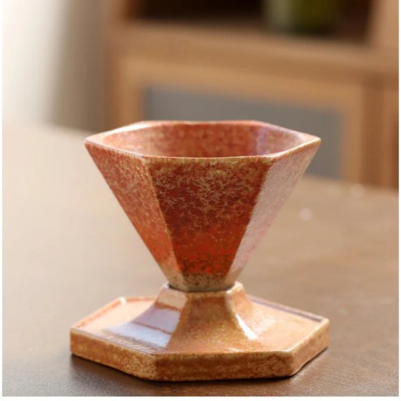 Vintage Ceramic Hexagonal Cone Shape Mug Afternoon Tea Cup Drinking Utensil