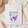thumbnail image 3 of Jollimate Believe In Who You Are Butterfly T-Shirt, Watercolor Floral Inspirational Graphic Tee, Motivation Hope Gift for Women, 3 of 6