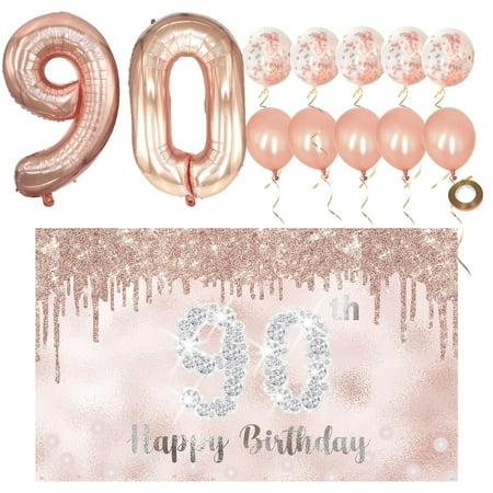 

Joyiou Happy 90th Birthday Decorations for Her Rose Gold 90th Birthday Gifts Party Supplies for Wom