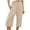 A-Beige98, variant on Smocked High Waist Capri Pants for Women Side Pocket Summer Daily Long Trousers