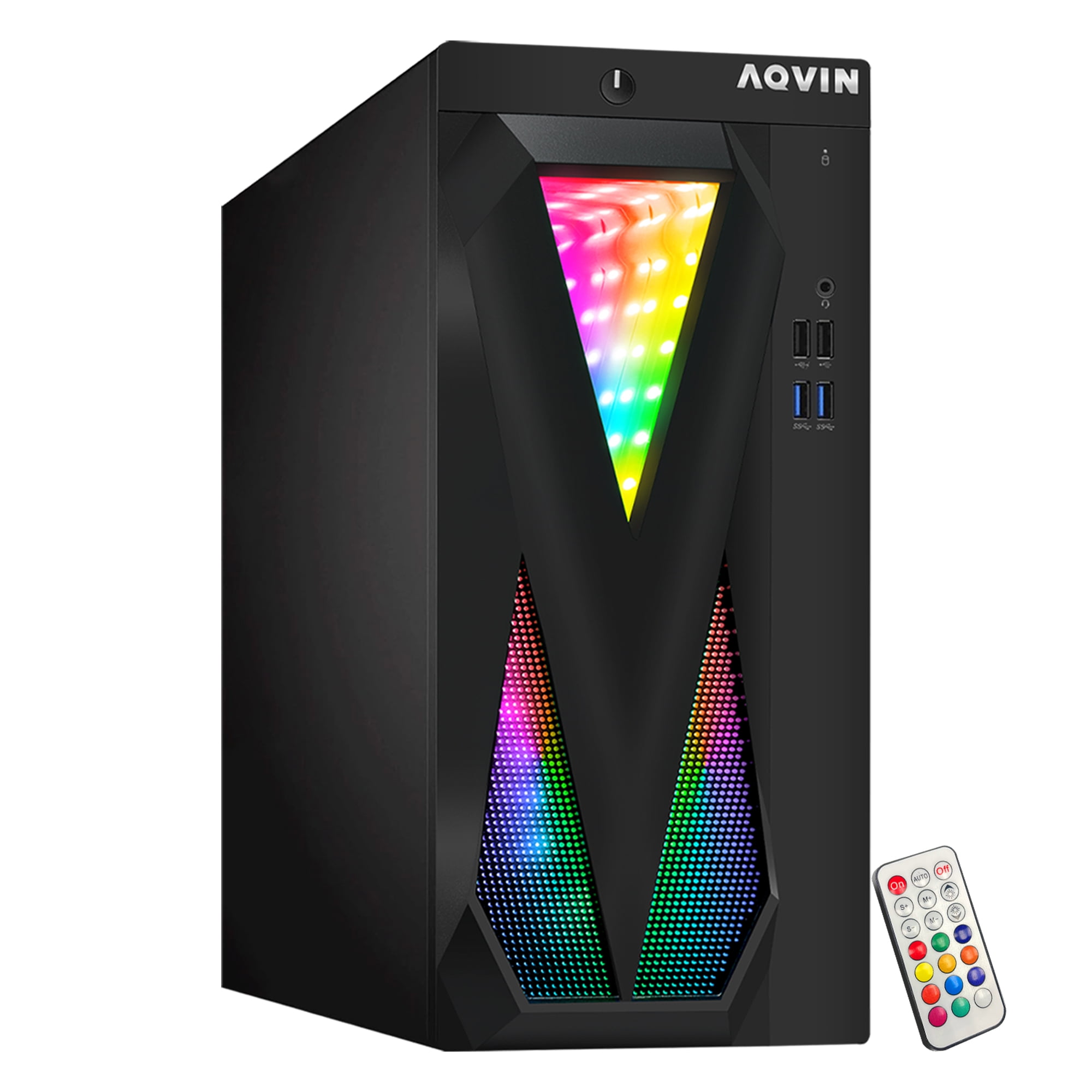 Restored Prebuilt RGB Gaming Desktop PC Tower AQVIN InfinityLite - NVIDIA GeForce GTX 1050 Ti - Intel i7 - 32GB RAM - 1TB SSD - Windows 10 Pro - New 24inch Monitor - (Refurbished)