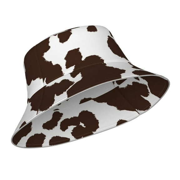 Kdxio Reflective Bucket Hat - Brown Cow Print Bucket Hat for Men,Women