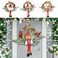 thumbnail image 7 of Mecorevxz Christmas Snowman Flower Wreath Door Hanging Wall Hanging Rattan Wreath Atmospheric Scene Decorations Strobiles Handmade Imitation Bow Red Fruit Wreath, 7 of 7