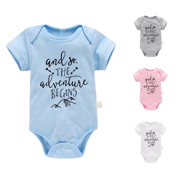 Boys Girls Short Sleeve Letter Print Romper Bodysuit Children Clothes