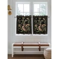 thumbnail image 2 of Black Spring Floral 2 Panel Kitchen Curtains for Small Windows, Elegant Pastoral Flowers Birds Retro Art Bathroom Tier Curtain, Short Window Treatment for Bedroom/Living Room 55"x24", 2 of 6