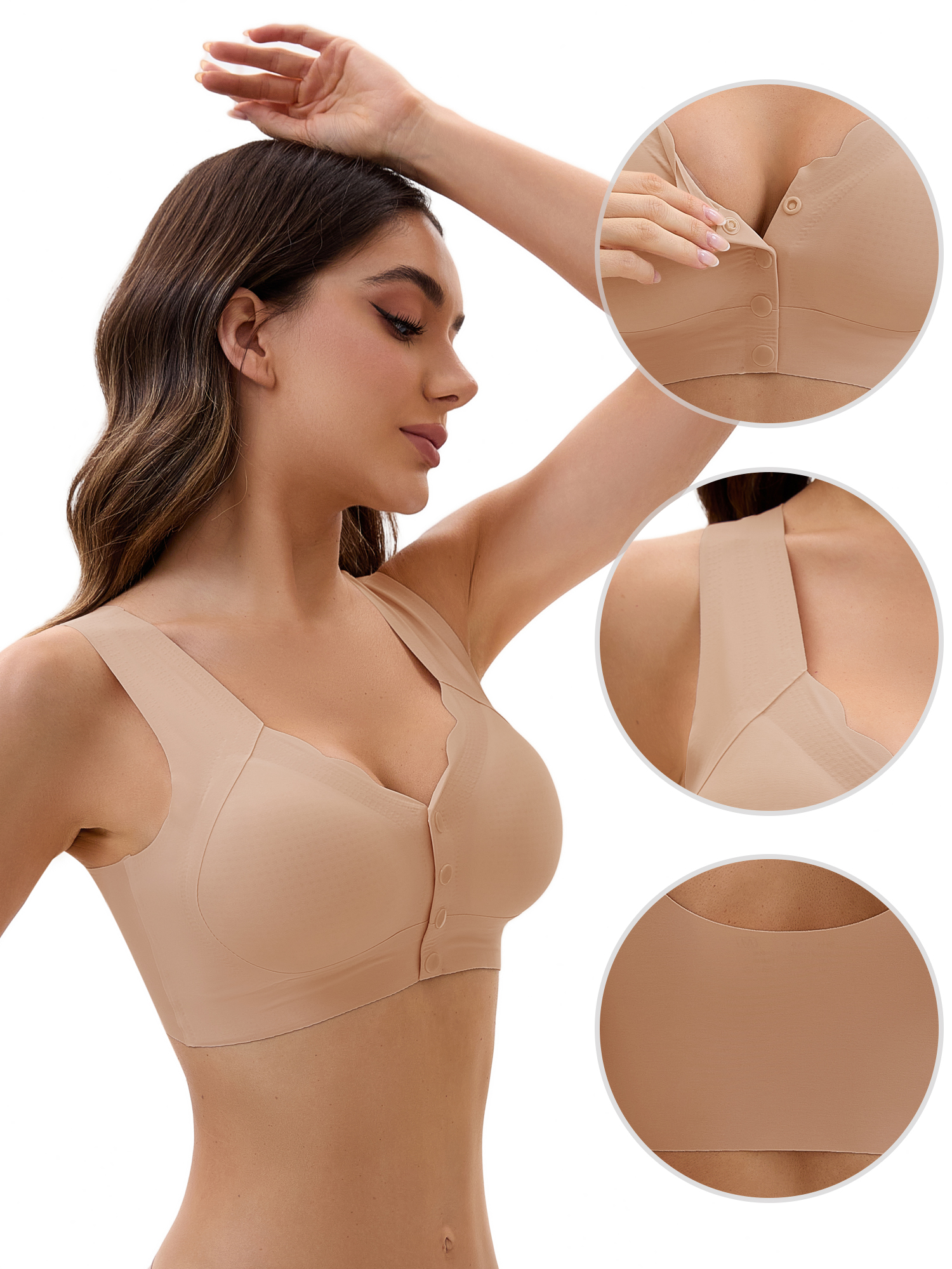 Unique Bargains Women's Vest Wirefree Wave Trim U Back Soft Bras X-Large Light Pink