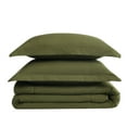 thumbnail image 5 of Brooklyn Loom Oversized Cotton Percale Olive Green Full/Queen 3 Piece Comforter Set, Solid Color Themed, Oeko-TEX Certified Confidence, 5 of 7