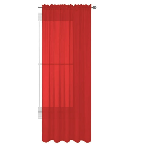 Decotex 1 Piece Elegant Solid Sheer Window Curtain Panels Treatment Drapes (55" X 120", Red)