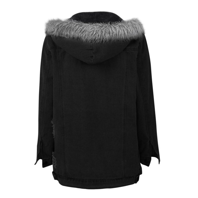 Veste d'Hiver pour Femmes Mode Décontractée à Capuche Veste Rétro d'Hiver pour Garder au Chaud Manteau Déchiré Usé Veste d'Hiver Longue Manteau Long d'Hiver Veste de Mode pour Femmes