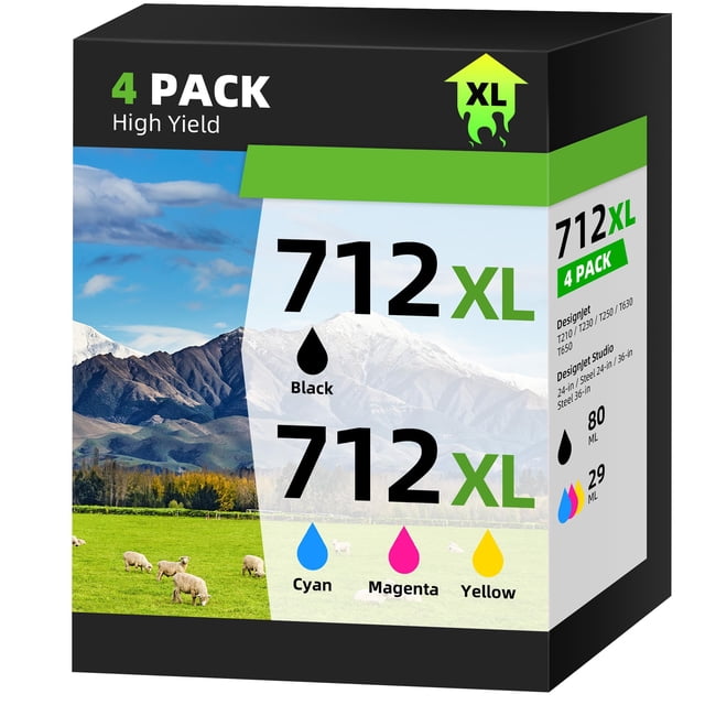 Cartuchos de tinta belietop 712XL High Yield para HP DesignJet