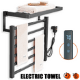 thumbnail image 2 of Black Heated Towel Rack Wall Mount Towel Warmer Bathroom Electric Towel Rack set, 2 of 29