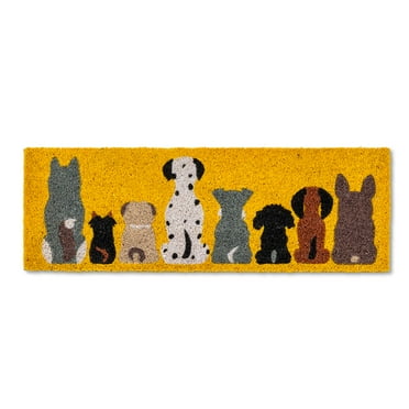 Abbott Collection 35-PFW-AN-2219 Row of Dogs Balcony Doormat, 10x30 inches L, Yellow