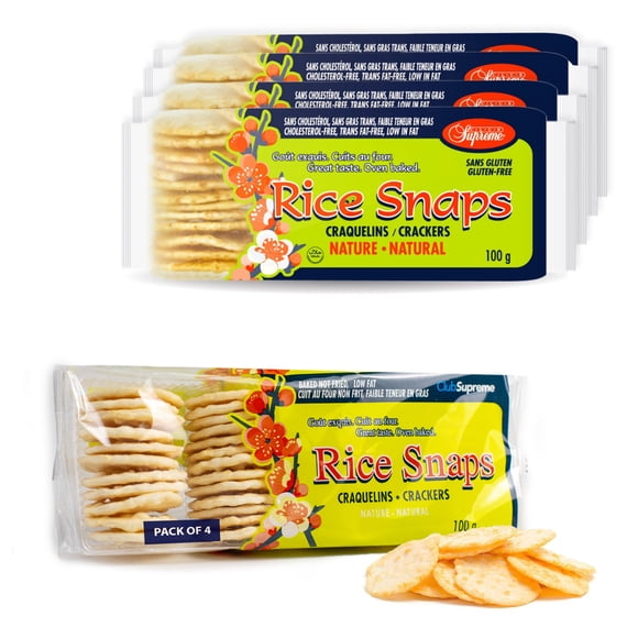 Club Supreme Premium Snacks - Rice Snaps Original Crisp Crackers 100g (Pack of 4) | Oven Baked | Low Fat | Great Taste in Every Bite