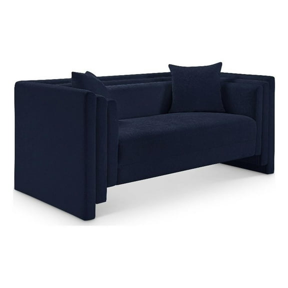 Meridian Furniture Everett Navy Chenille Fabric Upholstered Loveseat