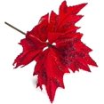 thumbnail image 1 of 6 piezas de flores de Pascua de seda artificiales, flores de Pascua con purpurina, adornos para árbol de Navidad, flores artificiales para bodas, Navidad, color rojo, 1 of 3
