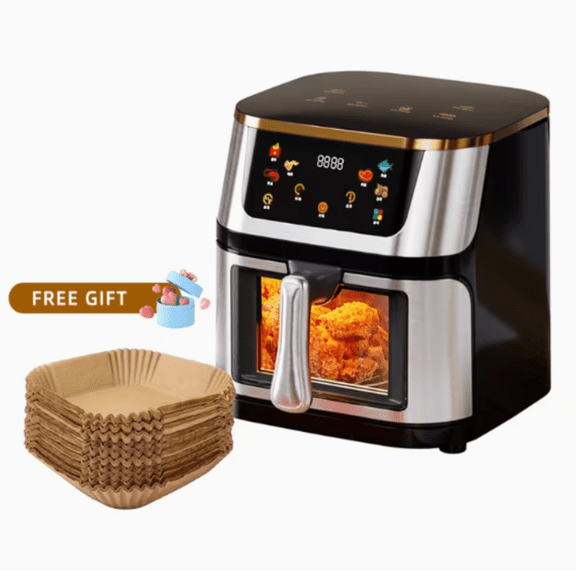 Air Fryer 10 Qt , 6 Presets Fry Touch Panel Easy View Window, New Black