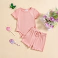 thumbnail image 2 of Tkrady Baby Outfits for Girl Summer Casual Crewneck Short Sleeve Solid Tops and Shorts Set, Sizes 0-18 Months, 2 of 6