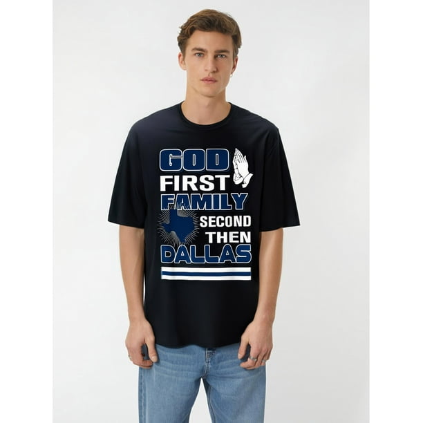 God First Family Second Then Dallas Western Cowboy T-shirt With Fancy Print, Casual Comfy Tee, Trendy Short Sleeve Top For Summer Daily Wear - 220g Tee For Adult, Men, Women, Teen, Teenager,