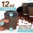 thumbnail image 2 of Qucyy Brown Disposable Coffee Cups With Lids 12 oz, Premium Insulated Paper Ripple Cups for Hot Coffee, Paper Cups 12 oz Coffee Cups 12 oz, Paper Coffee Cups with Lids (80 Pack) Brown an, 2 of 5