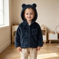 thumbnail image 6 of hengsof Toddler Boys Girls Hooded Fleece Jacket Long Sleeve Coat Cute Bear Hoodie Zip Up Fall Winter Warm Outwear with Pocket 1-5Y, 6 of 7