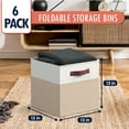 thumbnail image 5 of Ornavo Home Foldable Collapsible Storage Box Bins Linen Fabric Shelf Basket Cube Organizer with Leather Handles - Set of 6 - 13 x 13 x 13 - White/ Khaki, 5 of 5