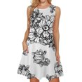 thumbnail image 1 of RWJDXD Robe d'Été Ample et Confortable pour Femmes Col Rond Manches Courtes Motif Floral Jupe Sans Manches Été Jupe Ample Respirante Robe de Soirée pour Femmes, 1 of 7