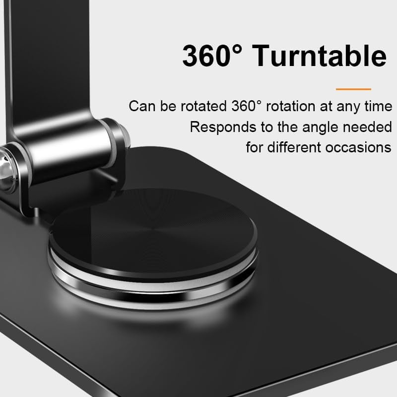 NEOYFC for  Phone Stand with 360 Rotating Base Portable Foldable Carbon Steel Material Desktop Cellphone Stand Fits All Smart Phones-Black