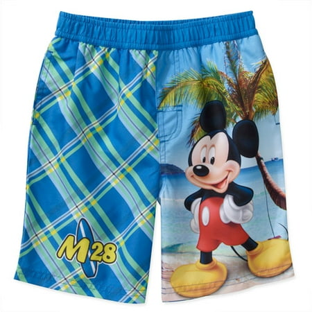 Disney - Baby Boys' Mickey Plaid Swim Trunks - Walmart.com