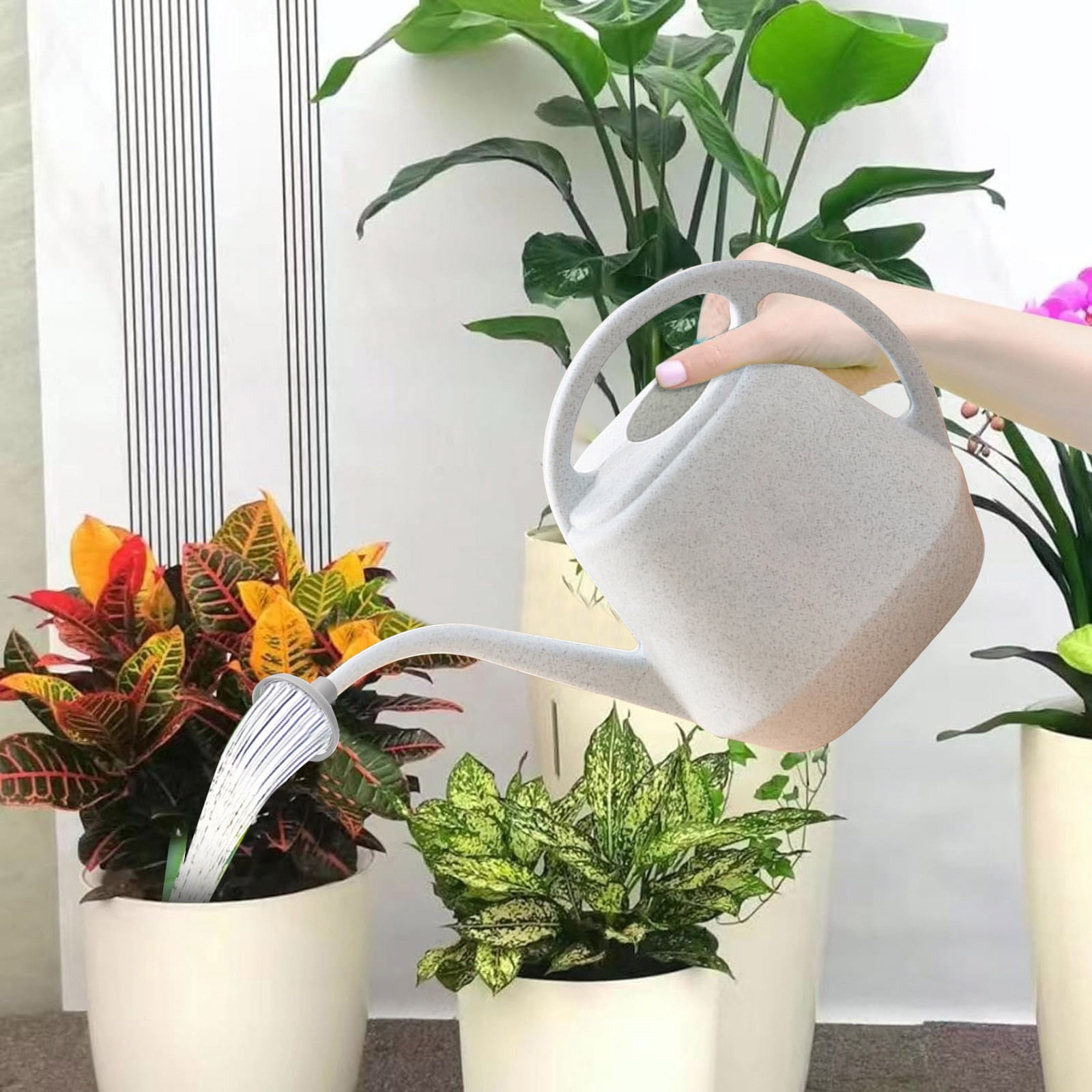 Musatteng 2-in-1 Detachable Shower & Watering Can System - 1 Gallon ABS Set with 5 Spray Modes, for Indoor/Outdoor Use (Floral Design)