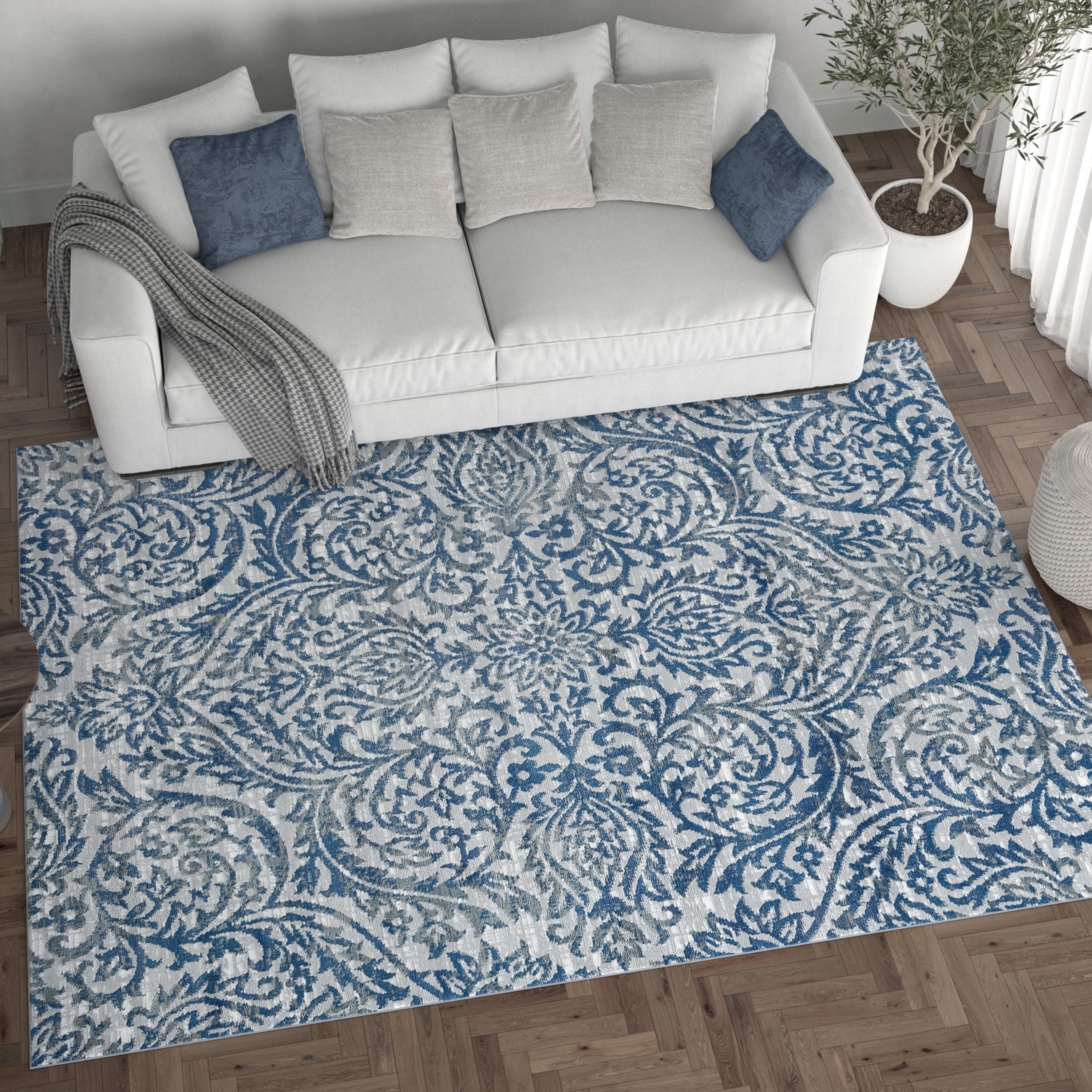 Madison Traditional 9' x 12' Dark Gray Polypropylene Indoor Area Rug