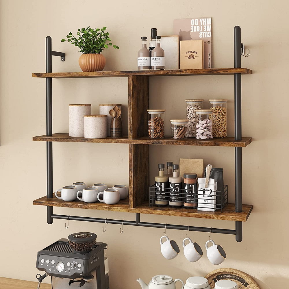 Bestier 41" Floating Shelf with 4 Cube Display Shelf WallMounted