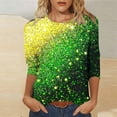 thumbnail image 6 of St. Patrick's Day T-Shirt for Women&nbsp;Shamrock Graphic Print Crewneck 3/4 Sleeve Festive Holiday Party Top Casual Relaxed Fit Clothes, 6 of 6